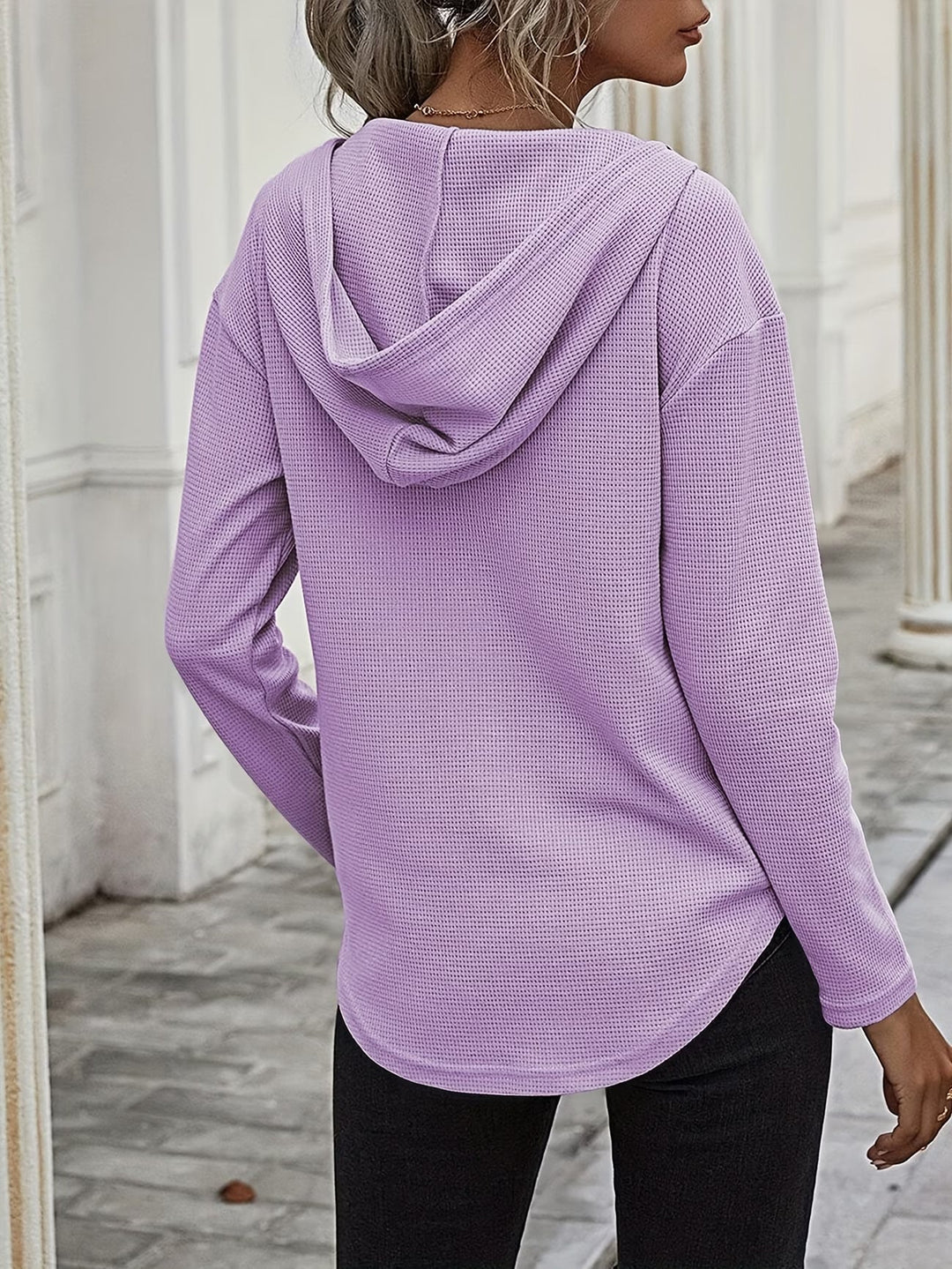 Seonie – Bluza Z Kapturem, Długim Rękawem I Dekoltem W Serek