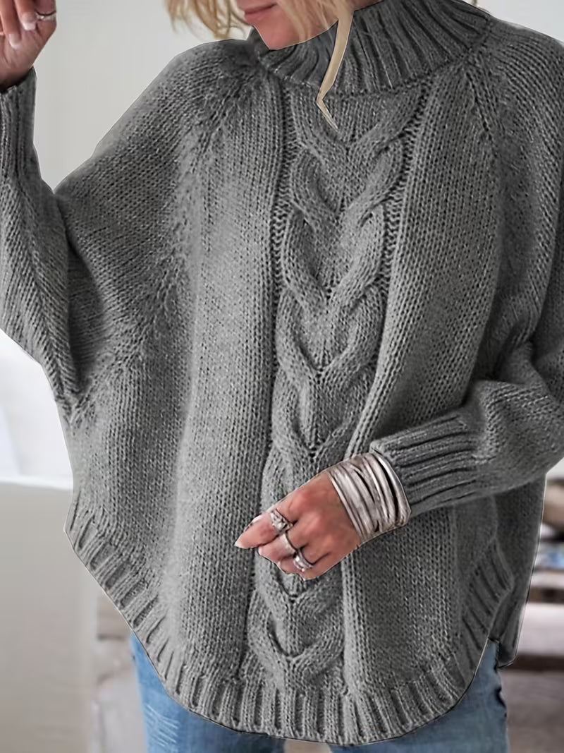 Edeltraut – Sweter z Golfem i Rękawami Nietoperzowymi