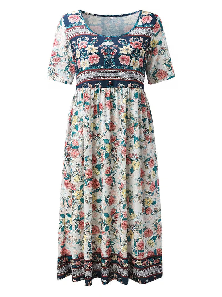 Lisan – Sukienka w Stylu Vintage z Kwiatowym Wzorem i Kieszenią