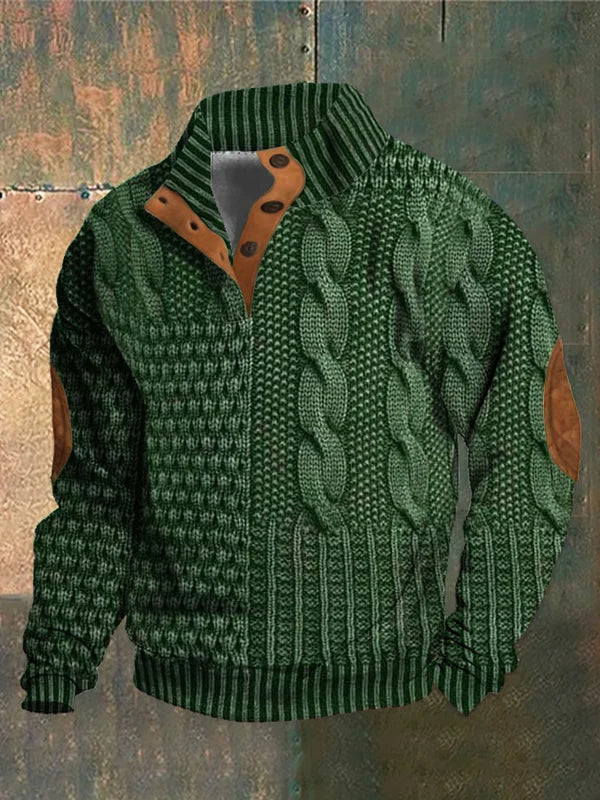 Gwydion – Sweter z Dzianiny Typu Patchwork