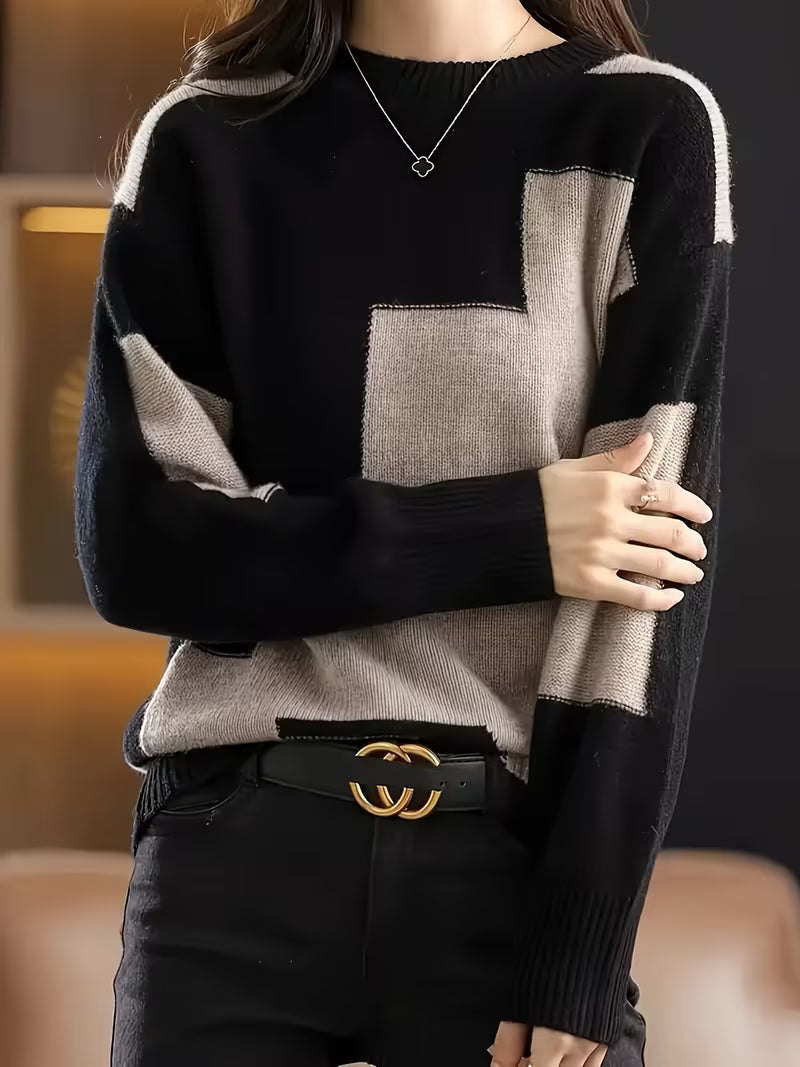 Marvelle – Sweter Z Długim Rękawem I Okrągłym Dekoltem W Stylu „Color Block”