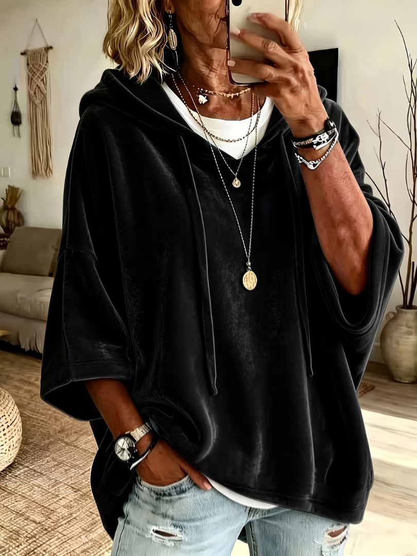 Missina – Luksusowa Bluza Z Kapturem Z Weluru W Stylu Oversize