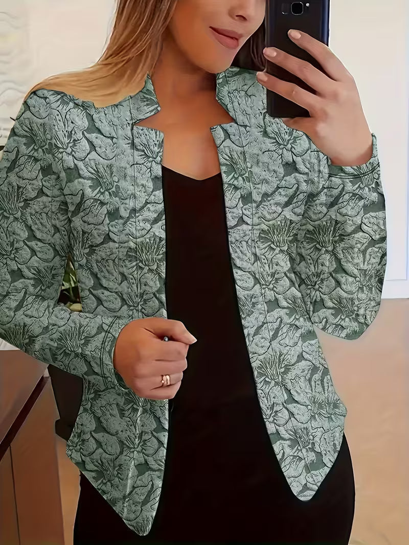 Tifany – Marynarka z Długim Rękawem w Kwiatowy Wzór