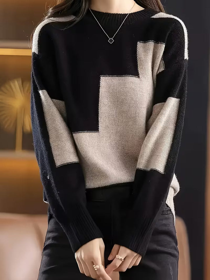 Marvelle – Sweter Z Długim Rękawem I Okrągłym Dekoltem W Stylu „Color Block”