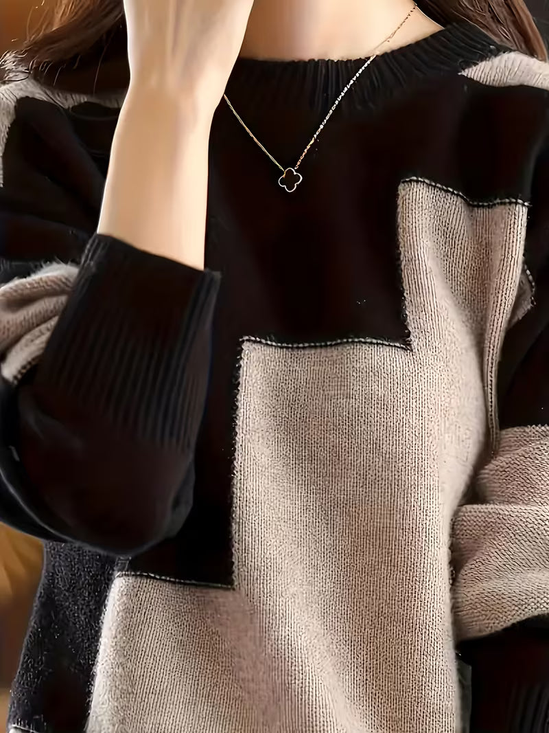 Marvelle – Sweter Z Długim Rękawem I Okrągłym Dekoltem W Stylu „Color Block”