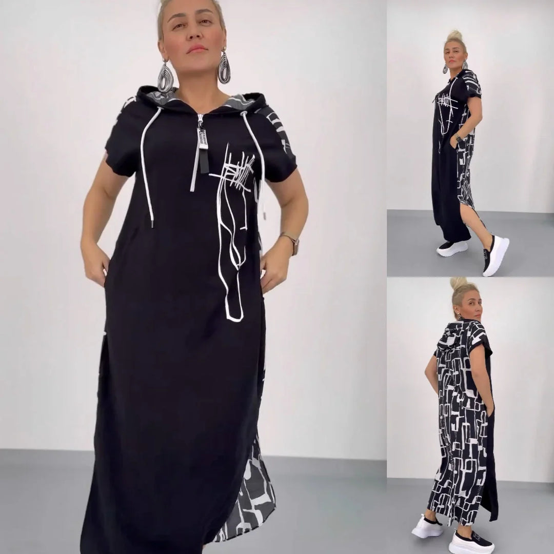 Filiz – Długa i Stylowa Sukienka z Kapturem