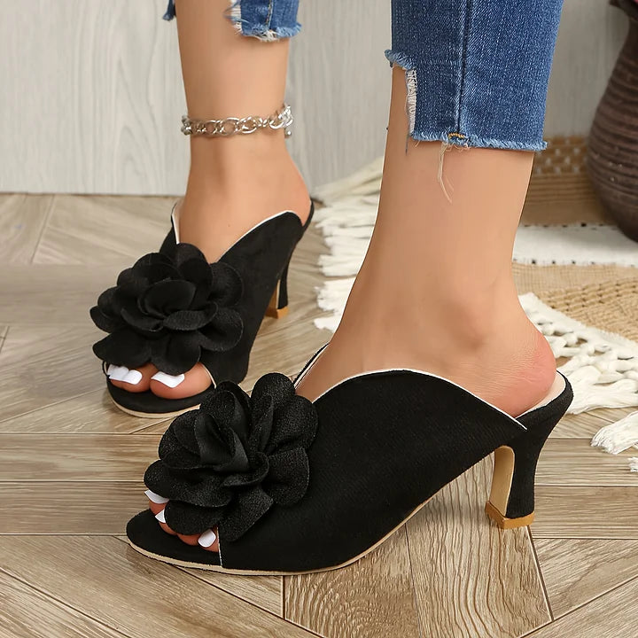 Methmi - Modne Buty na Obcasie z Kwiatowym Wzorem