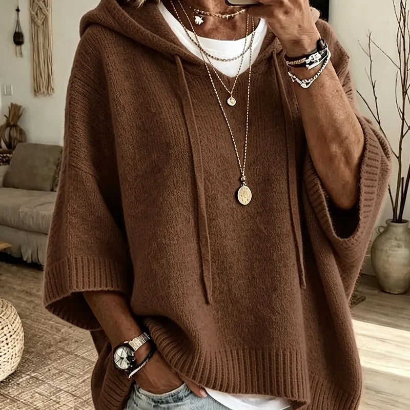 Kinala – Bluza Z Kapturem Z Grubej Dzianiny W Stylu Oversize Z Sznurkiem