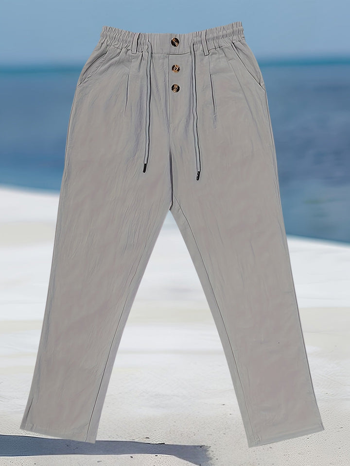 Aznar – lniane Spodnie z Elastycznym Paskiem