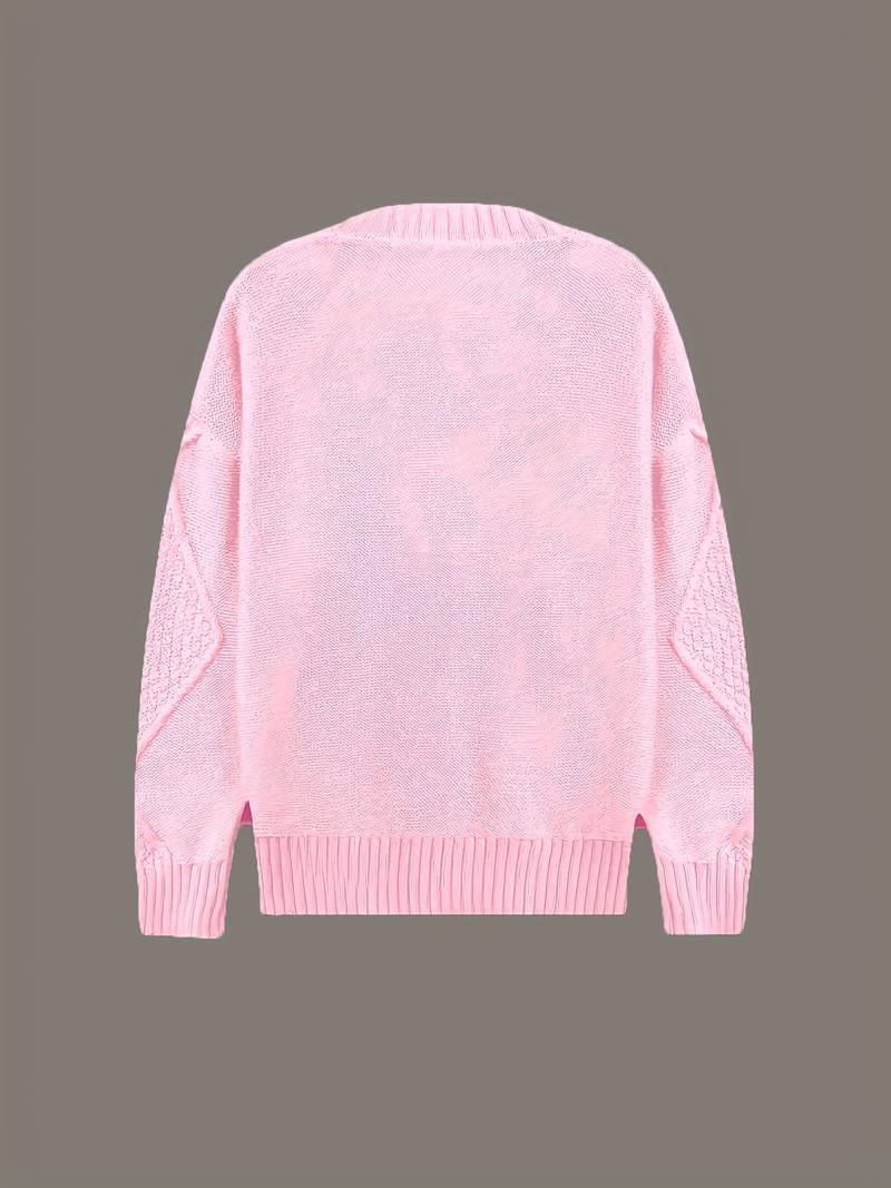 Tzvia - Sweter z Dzianiny z Dekoltem w Serek