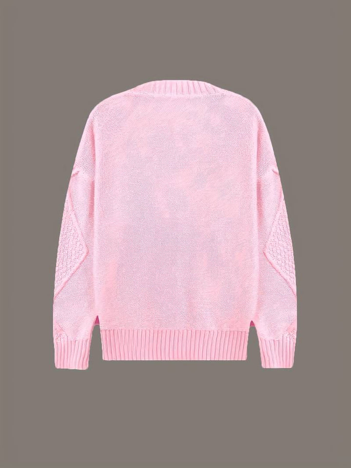 Tzvia - Sweter z Dzianiny z Dekoltem w Serek