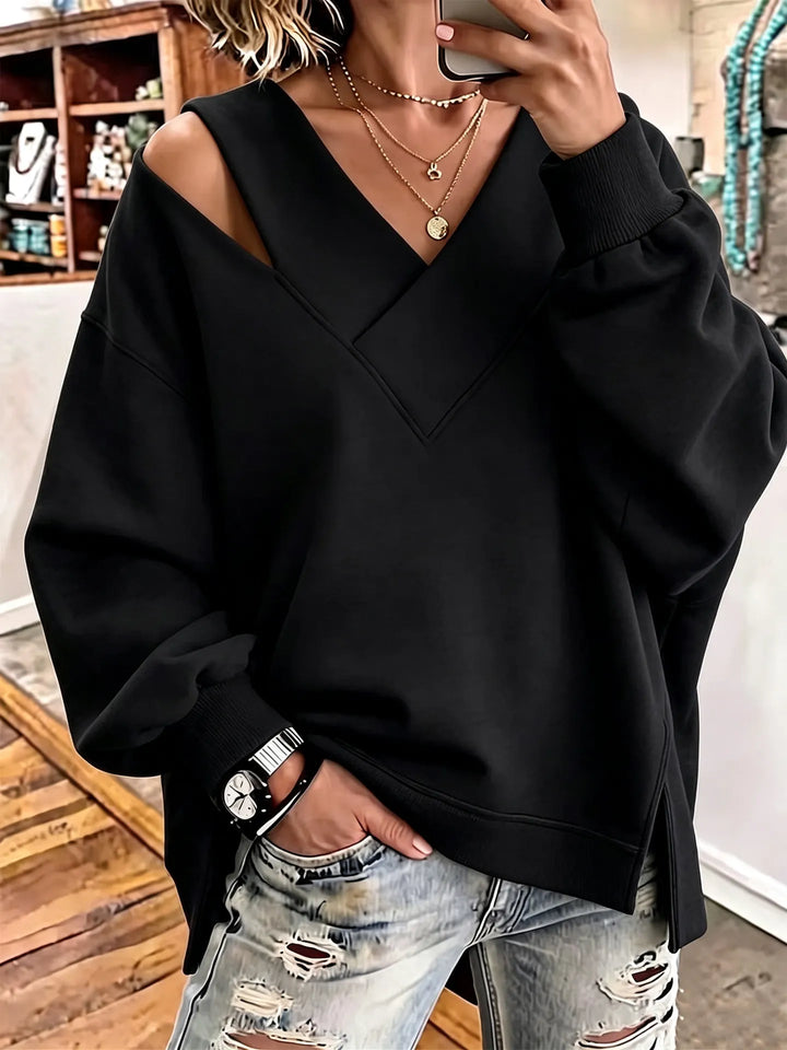 Kirstan – Elegancka Bluza Oversize z Wycięciem i Dekoltem w Kształcie Litery V
