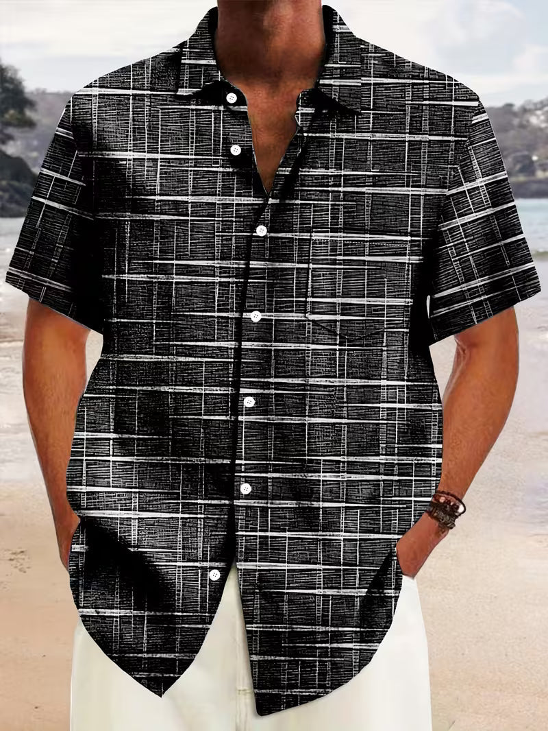 Jerrick - Koszula w Stylu Vintage z Geometrycznym Wzorem