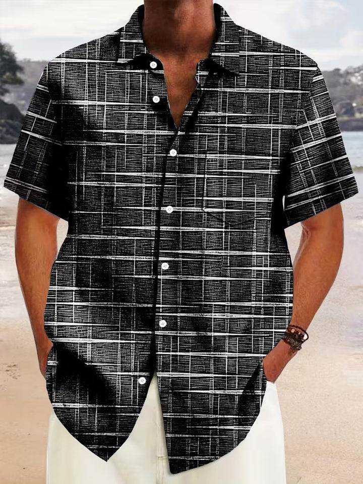 Jerrick - Koszula w Stylu Vintage z Geometrycznym Wzorem