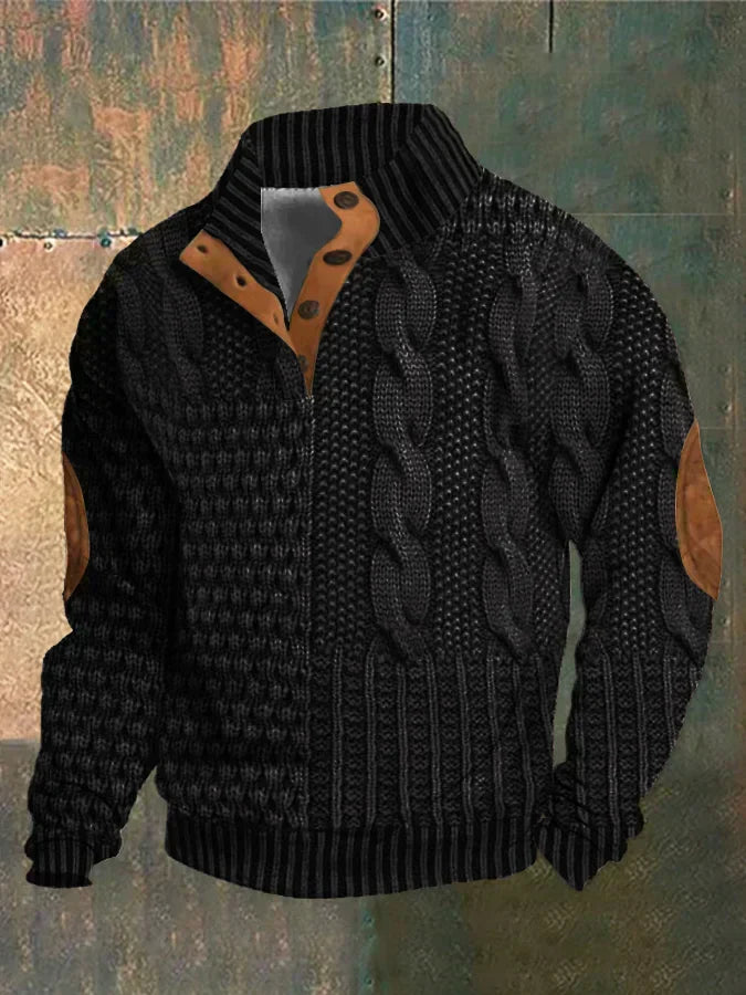 Gwydion – Sweter z Dzianiny Typu Patchwork