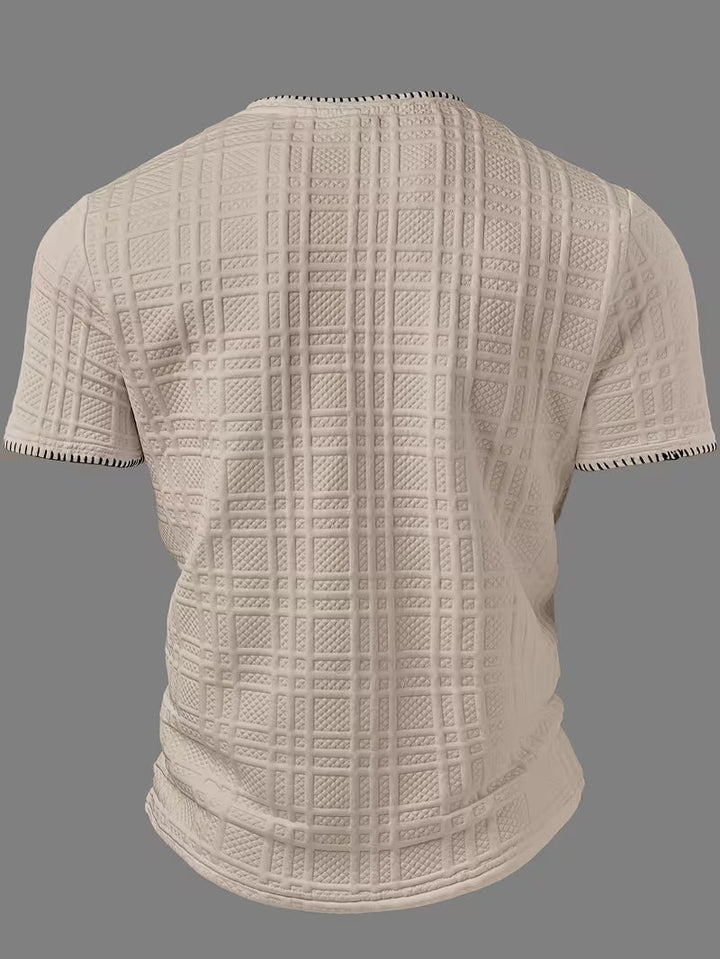 Layton – T-KoszulaTypu Henley z Krótkim Rękawem i Fakturą