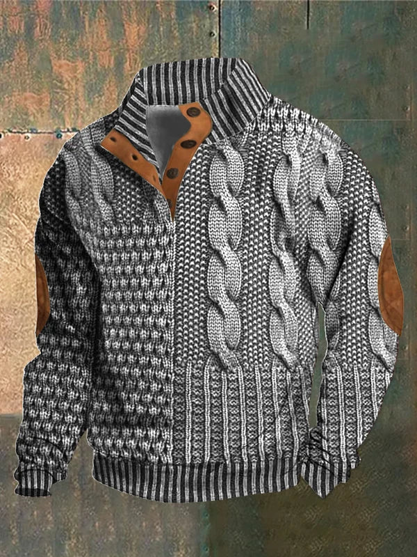 Gwydion – Sweter z Dzianiny Typu Patchwork