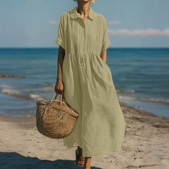 Janny – Elegancka Zwiewna Bawełniana Sukienka Koszulowa