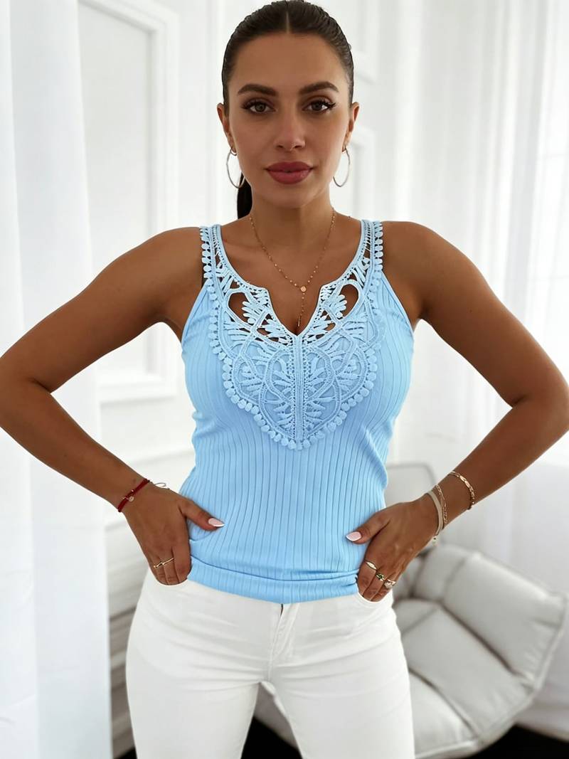 Hajar - Stylowy Koronkowy Top Bez Rękawów
