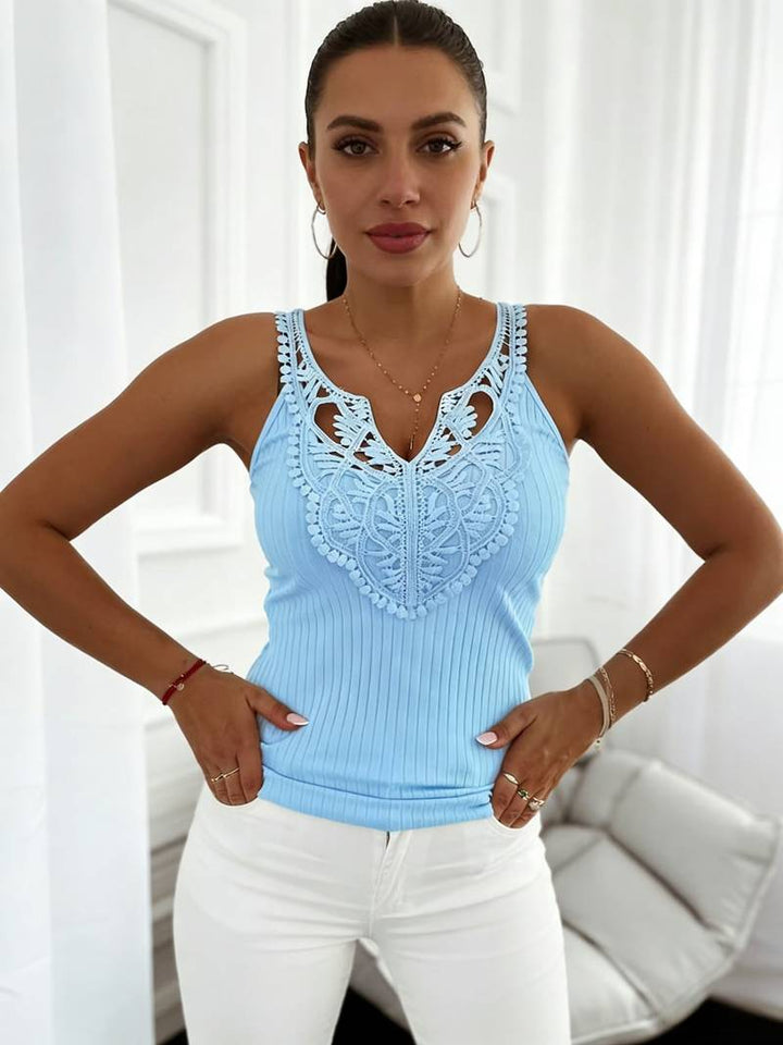 Hajar - Stylowy Koronkowy Top Bez Rękawów