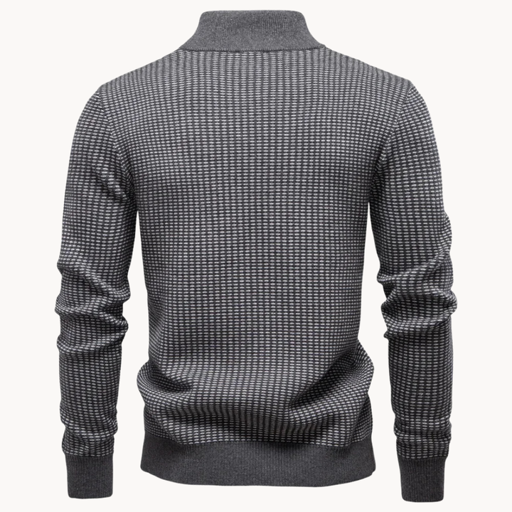 Limman – sweter z dzianiny żakardowej z półzamkiem