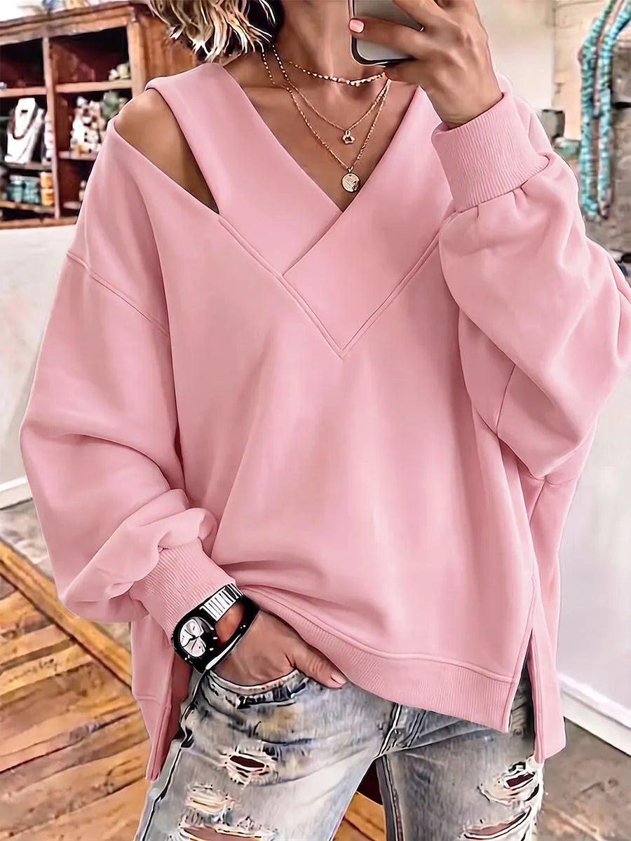 Kirstan – Elegancka Bluza Oversize z Wycięciem i Dekoltem w Kształcie Litery V