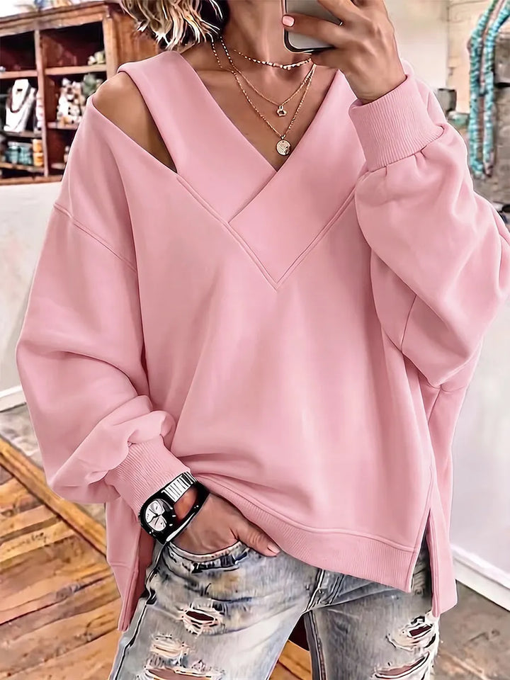 Kirstan – Elegancka Bluza Oversize z Wycięciem i Dekoltem w Kształcie Litery V