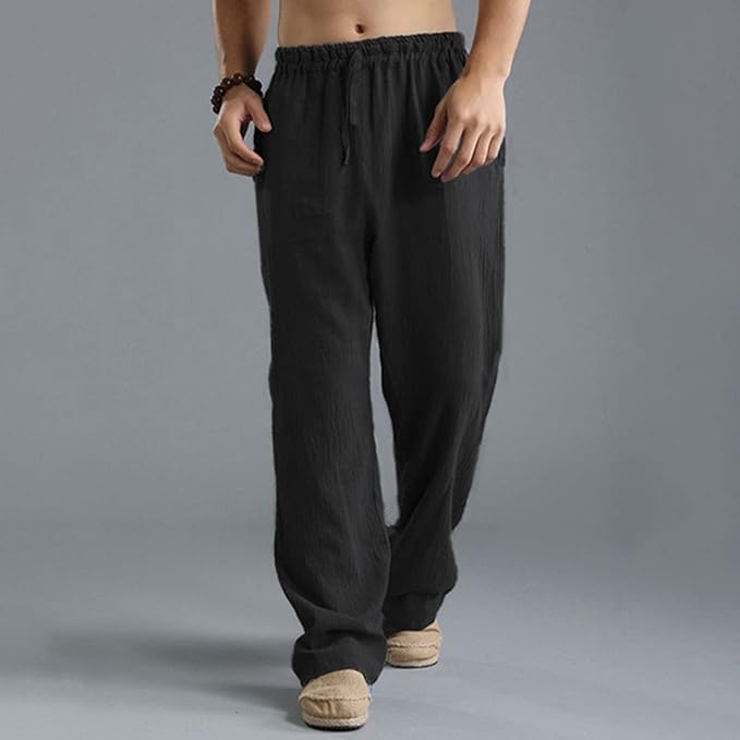 Jooa - Lniane, Przewiewne Spodnie Sportowe Z Luźnym Krojem I Sznurkiem