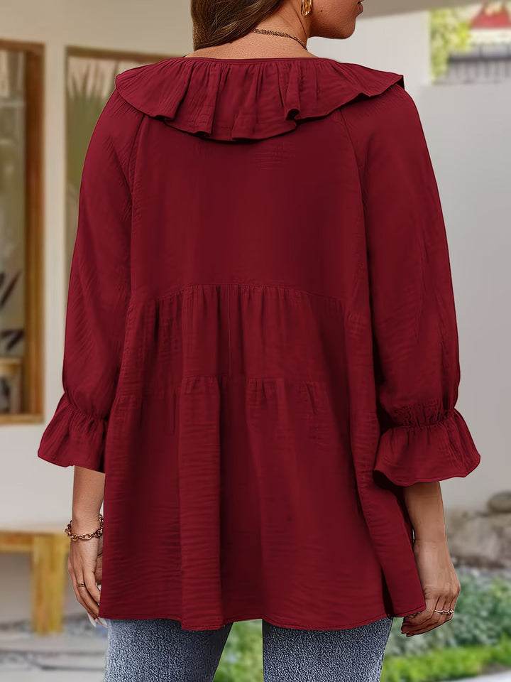 Garbine – Elegancka Bluzka z Falbaną Przy Szyi