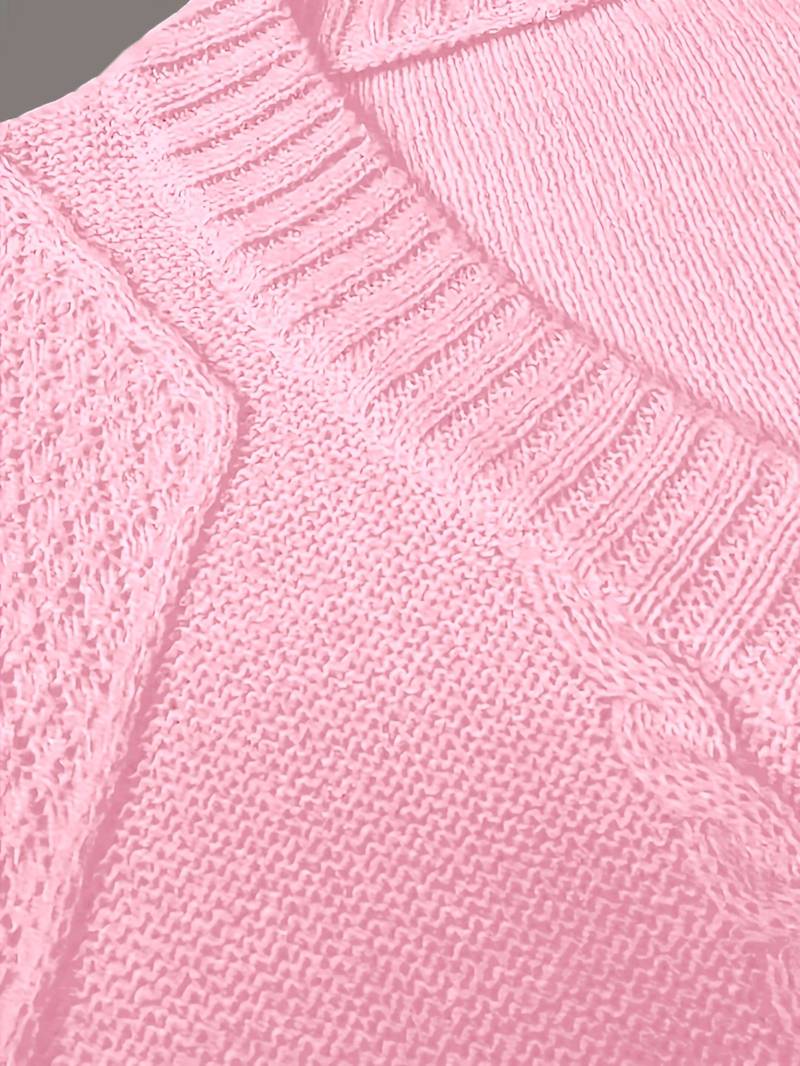 Tzvia - Sweter z Dzianiny z Dekoltem w Serek