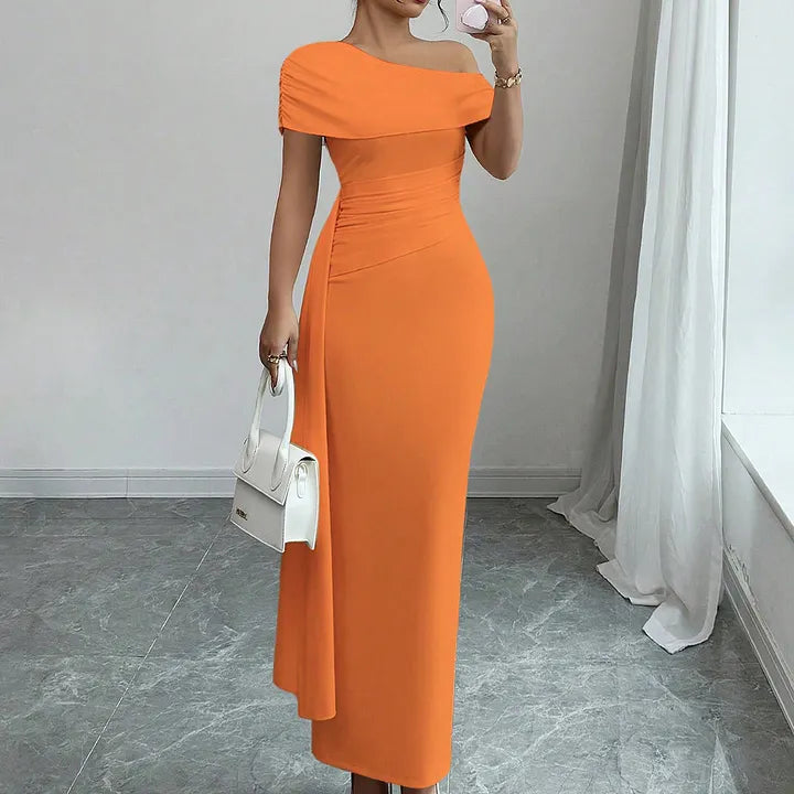 Lisete - Elegancka Sukienka Maxi Z Jednym Ramiączkiem