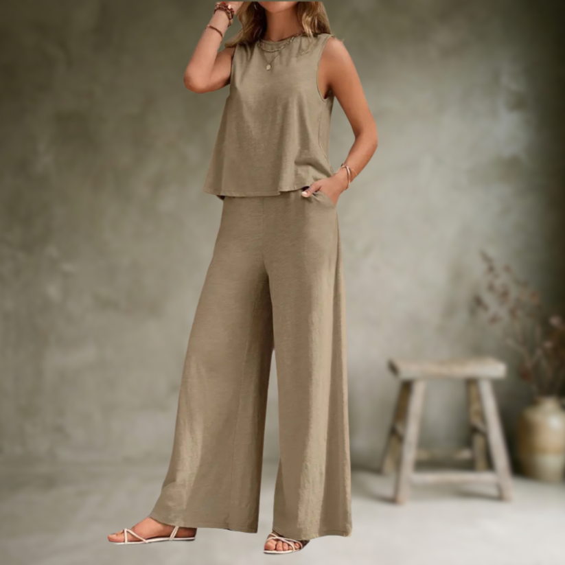 Alizeh - Elegancki Dwuczęściowy Komplet Bez Rękawów