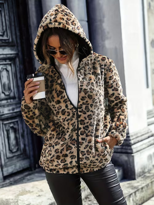 Lalena - Kurtka Z Długim Rękawem W Cętki Leoparda