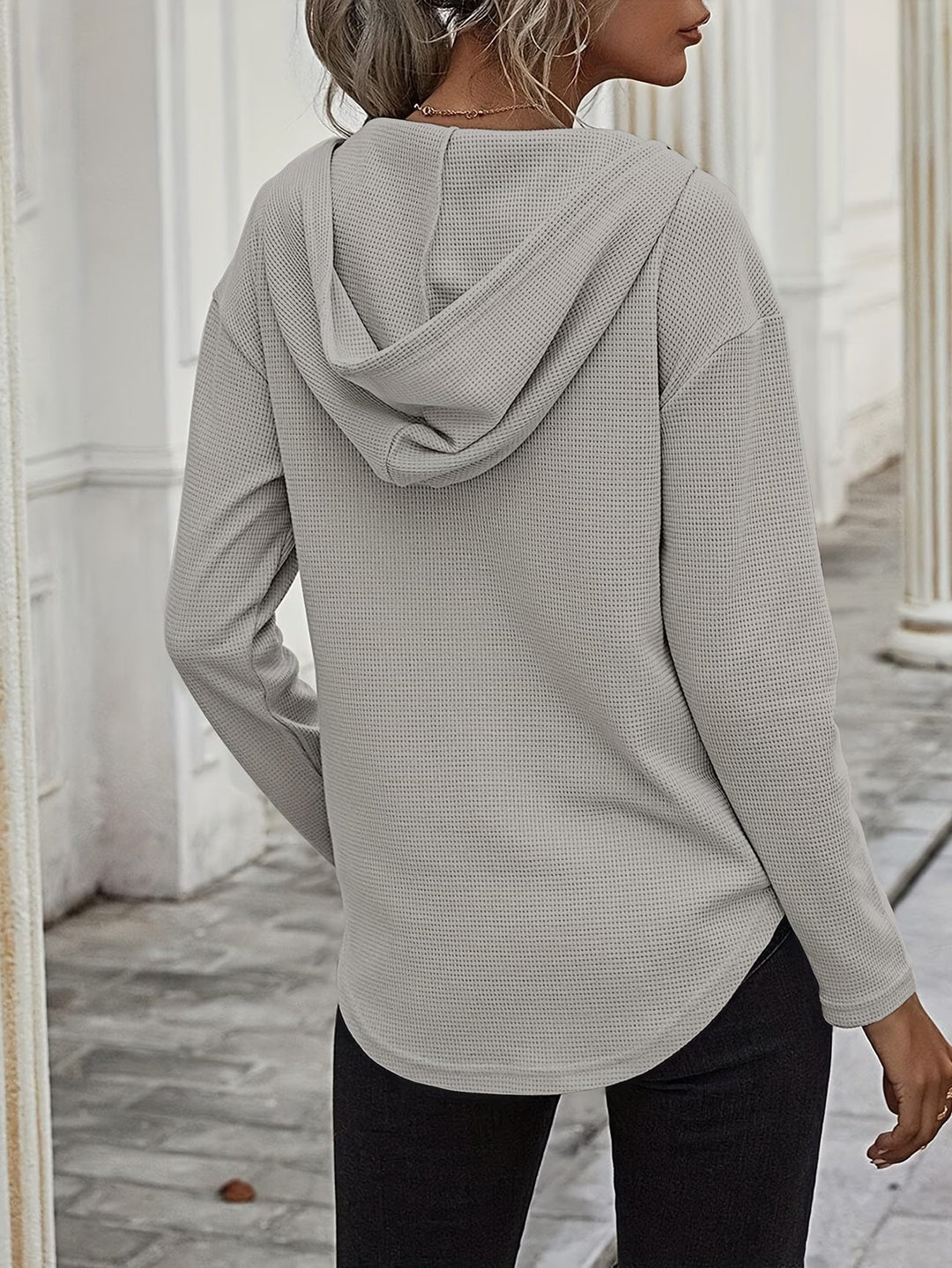 Seonie – Bluza Z Kapturem, Długim Rękawem I Dekoltem W Serek