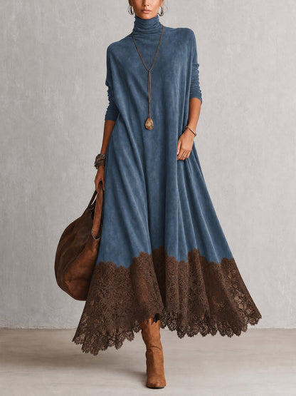 Albria – Sukienka Maxi z Długim Rękawem w Stylu Vintage