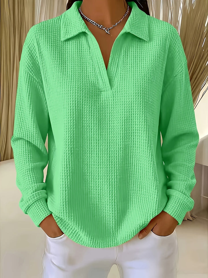 Nastya - Elegancka Koszula Z Kołnierzykiem Typu Polo W Wzór Waflowy