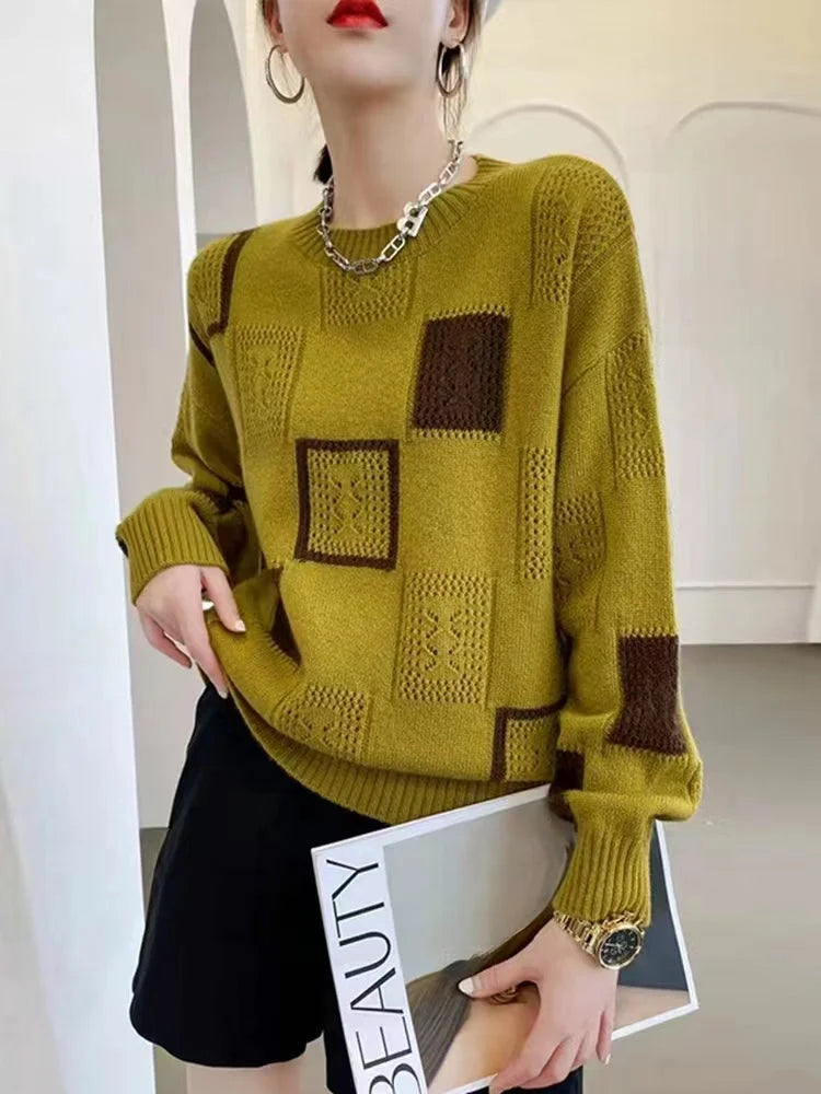 Aniska – Sweter Z Dzianiny W Kratkę
