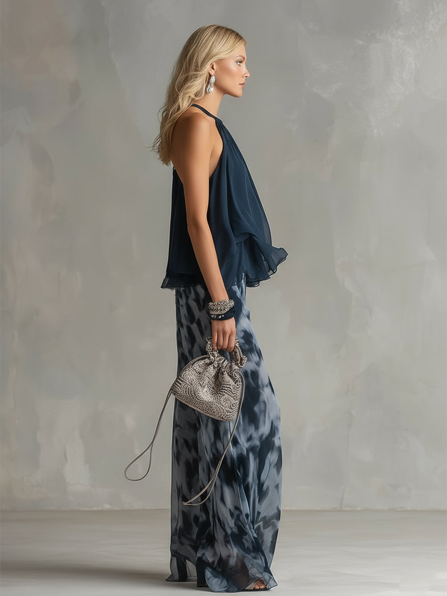 Shylla – Elegancki Dwuczęściowy Komplet z Szyfonu