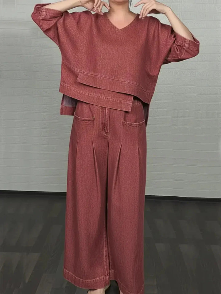 Ojinika – Dwuczęściowy Zestaw Dżinsowy w Stylu Casual