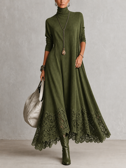 Albria – Sukienka Maxi z Długim Rękawem w Stylu Vintage