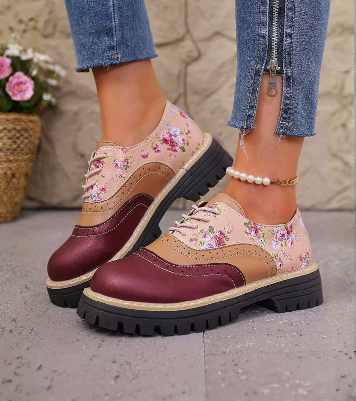 Kiela - Sapatos Oxford Com Padrão Floral E Sola Com Saliências Grossas