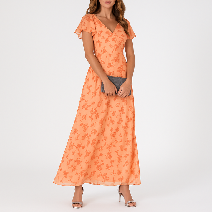 Danielle – Elegancka Sukienka z Dekoltem w Serek Zakrywająca Brzuch