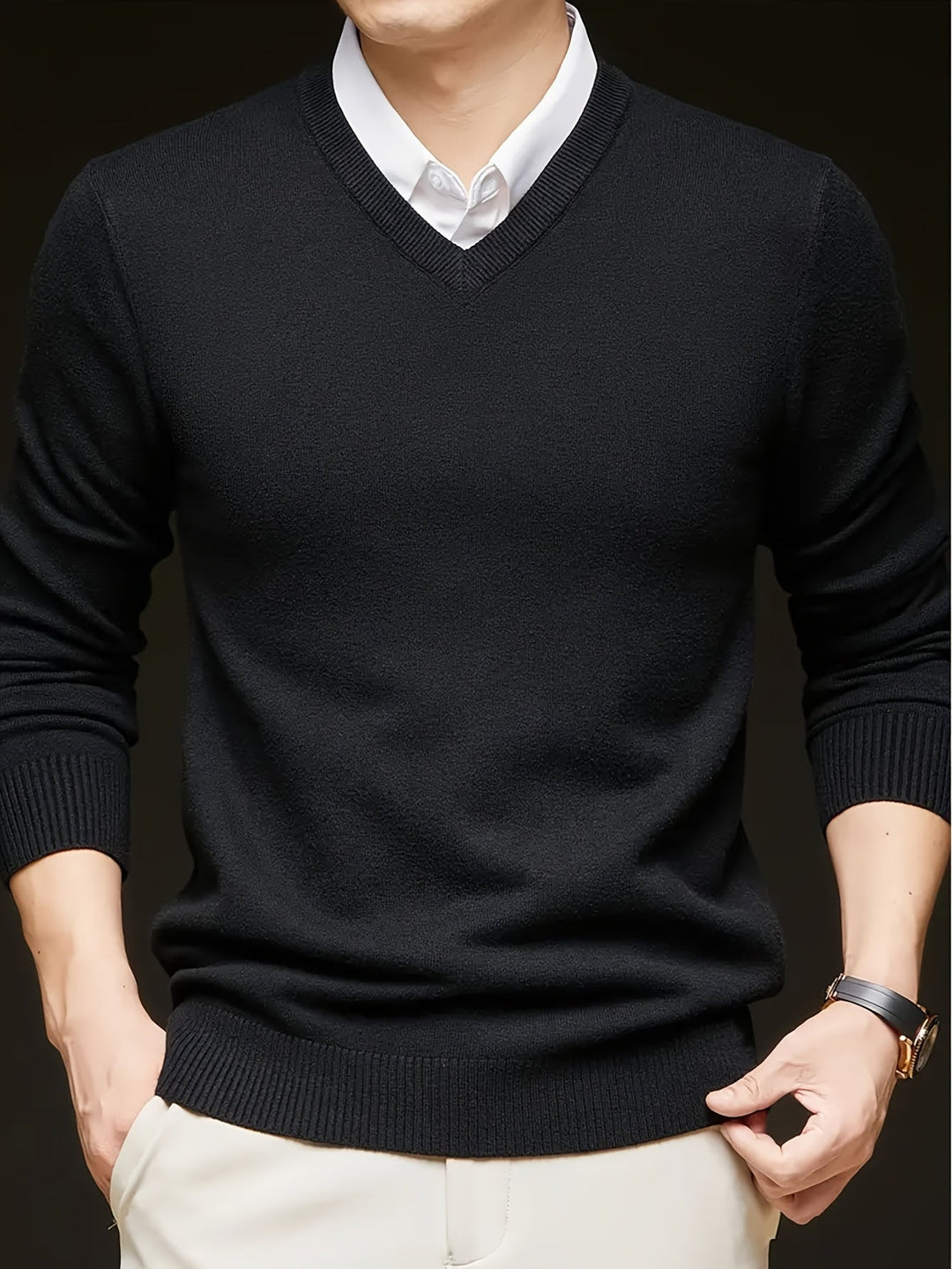 Dionysis – Sweter z Dzianiny z Dekoltem w Serek „Cross Border”