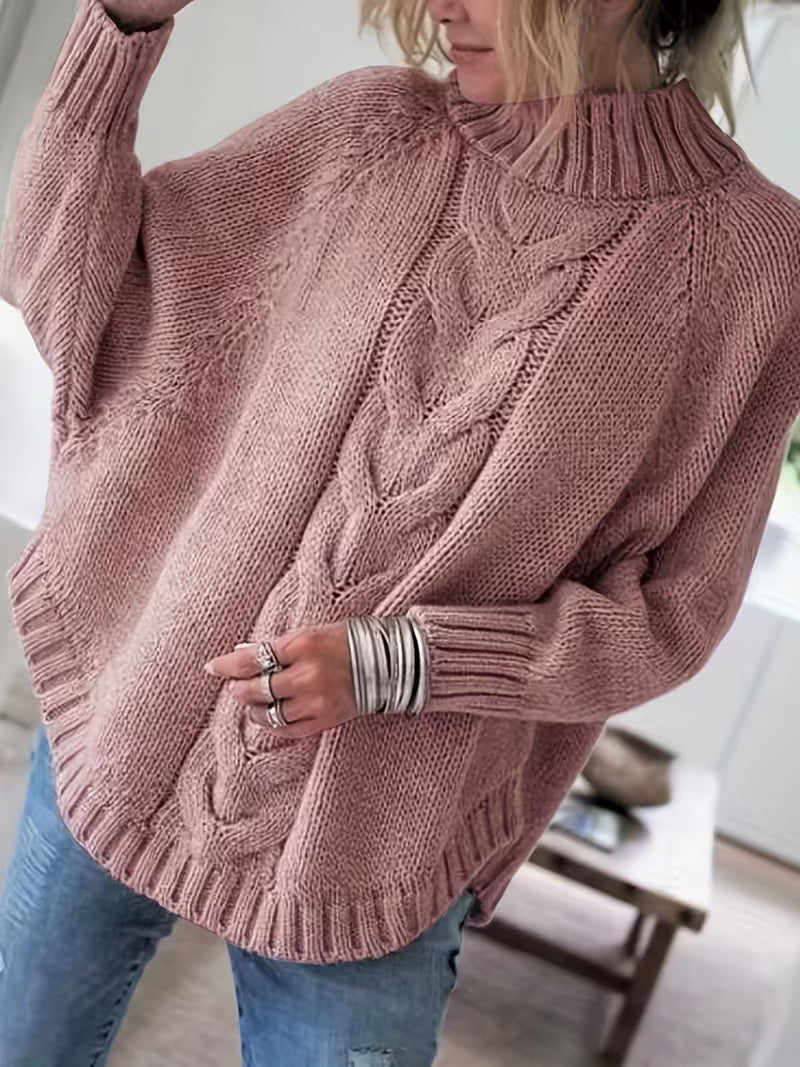 Edeltraut – Sweter z Golfem i Rękawami Nietoperzowymi