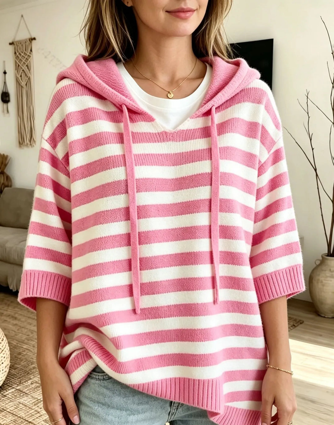 Kiera – Bluza Z Kapturem W Paski W Stylu Oversize