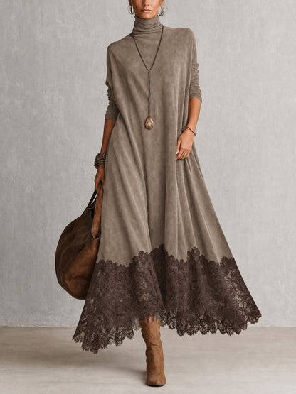 Albria – Sukienka Maxi z Długim Rękawem w Stylu Vintage