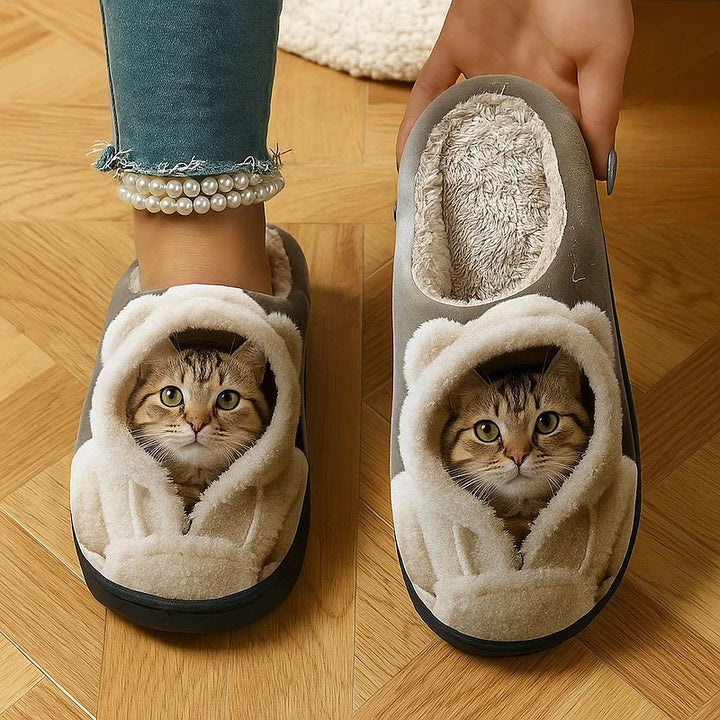 Marren - Przytulne Kapcie Typu Slip-on Z Motywem Kociej Mordki W 3d