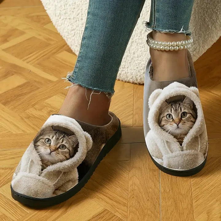 Marren - Przytulne Kapcie Typu Slip-on Z Motywem Kociej Mordki W 3d