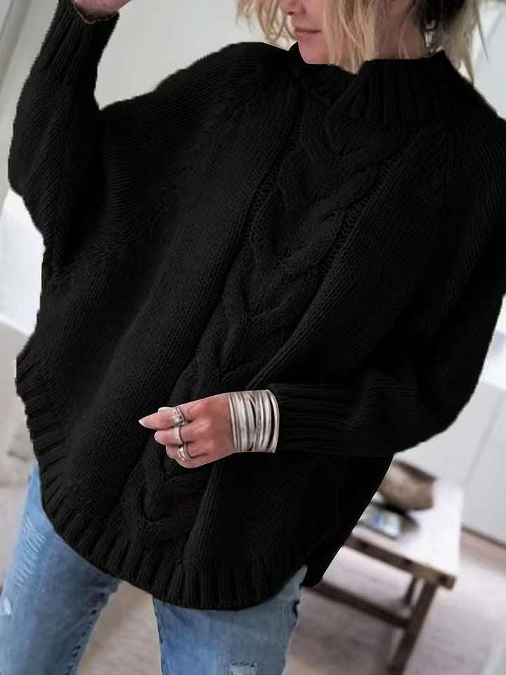 Edeltraut – Sweter z Golfem i Rękawami Nietoperzowymi