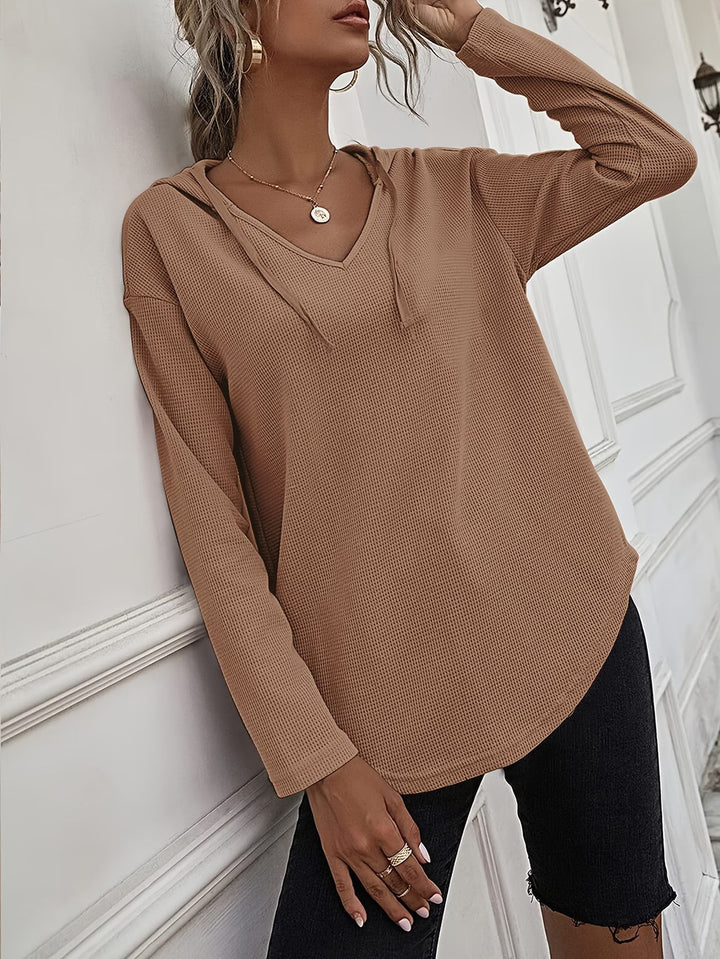 Seonie – Bluza Z Kapturem, Długim Rękawem I Dekoltem W Serek